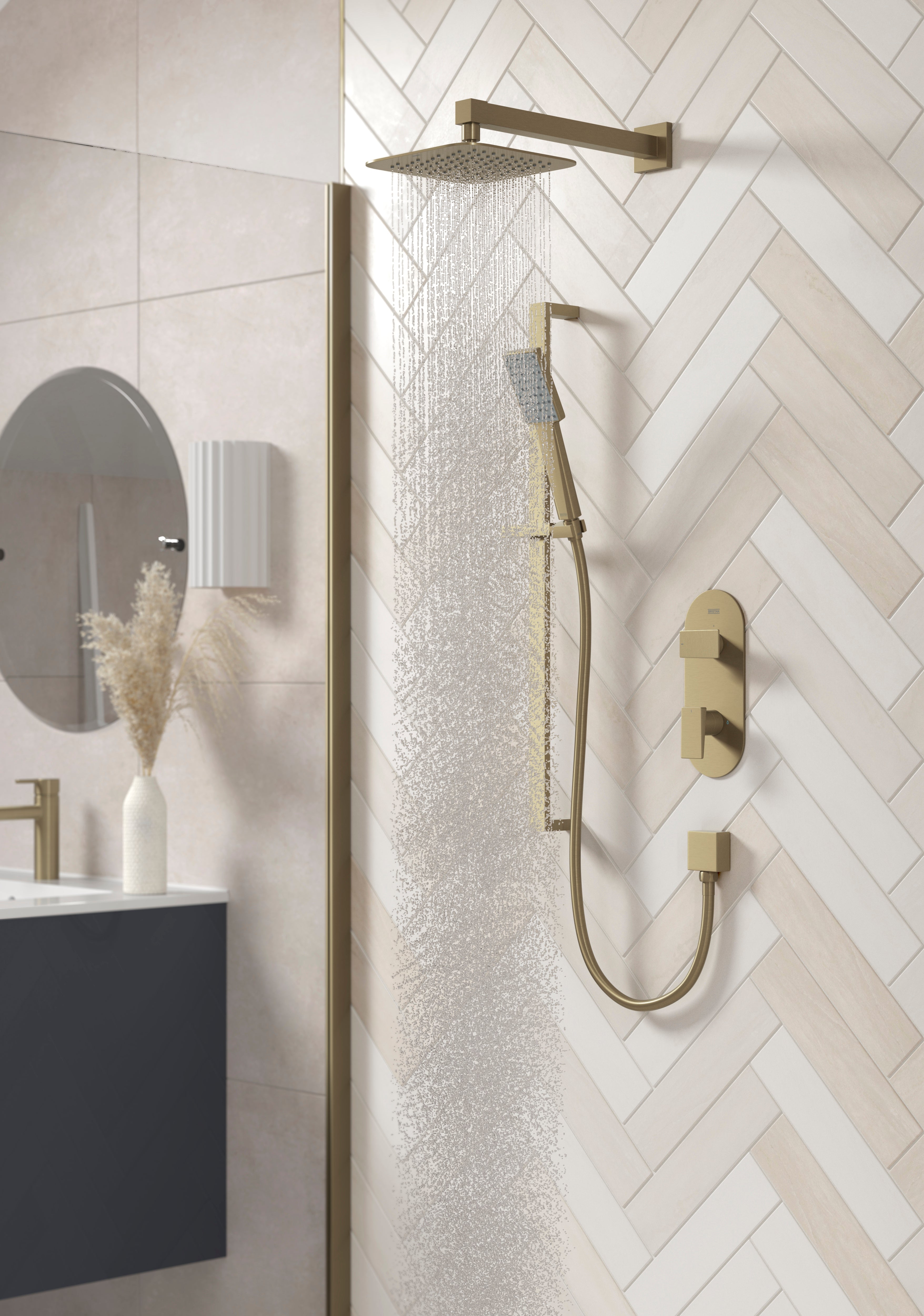 Bristan Tangram Brushed Brass Concealed Dual Control Shower Pack TANGRAM BB SHWR PK.