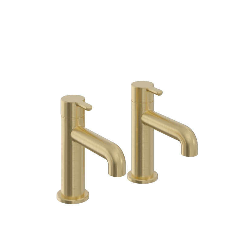 Heritage Dartmouth Basin Pillar Taps Brushed Brass
