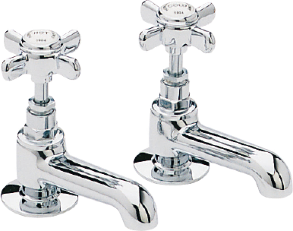 Heritage Dawlish 1/2" Basin Pillar Taps Quarter Turn Chrome