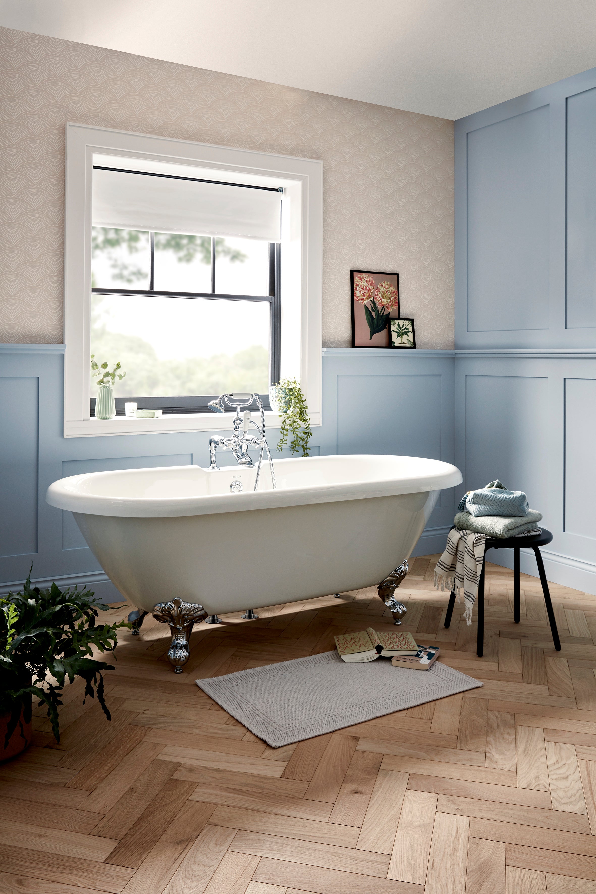 Heritage Dawlish Deck Mounted Bath Shower Mixer Tap Chrome