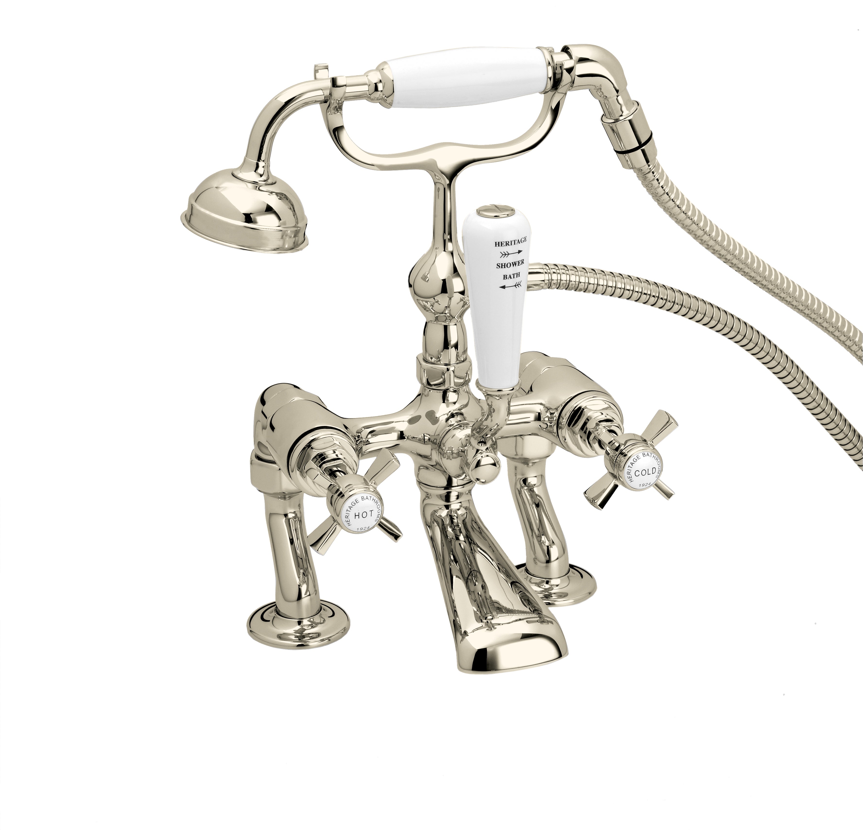 Heritage Dawlish Deck Bath Shower Mixer Vintage Gold