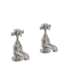 Heritage Dawlish Basin Pillar Taps Brushed Nickel