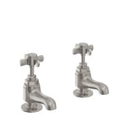Heritage Dawlish Bath Pillar Taps Brushed Nickel