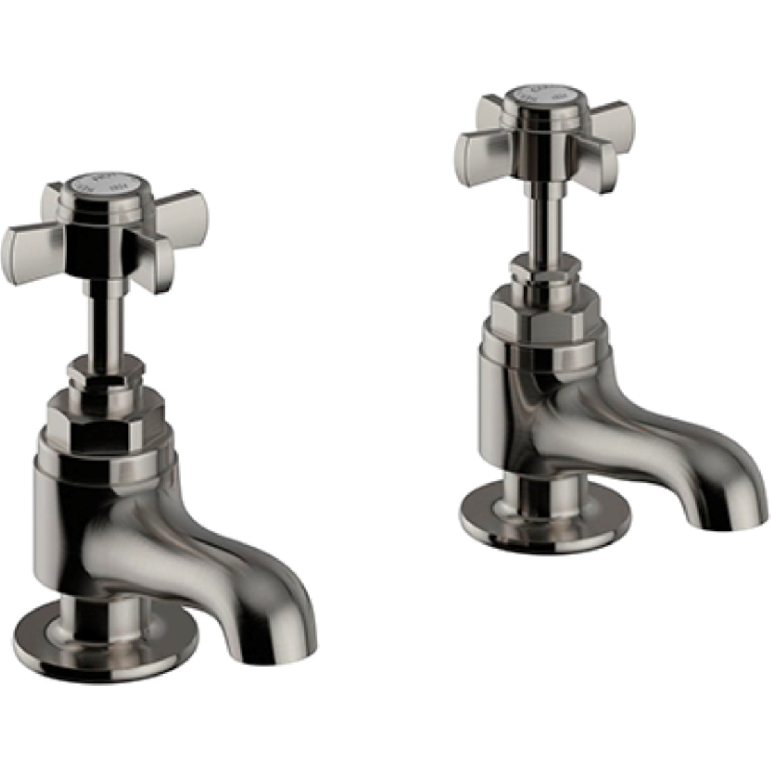 Heritage Dawlish Bath Pillar Taps Brushed Nickel