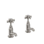 Heritage Dawlish Short Basin Pillar Taps Brushed Nickel