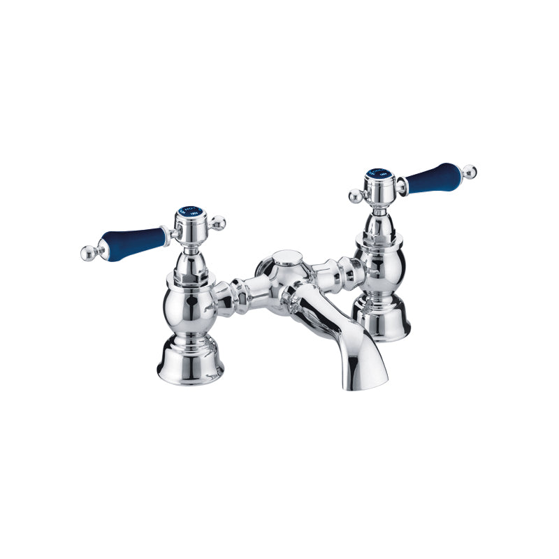 Heritage Glastonbury Bath Filler Tap with Blue Levers Chrome
