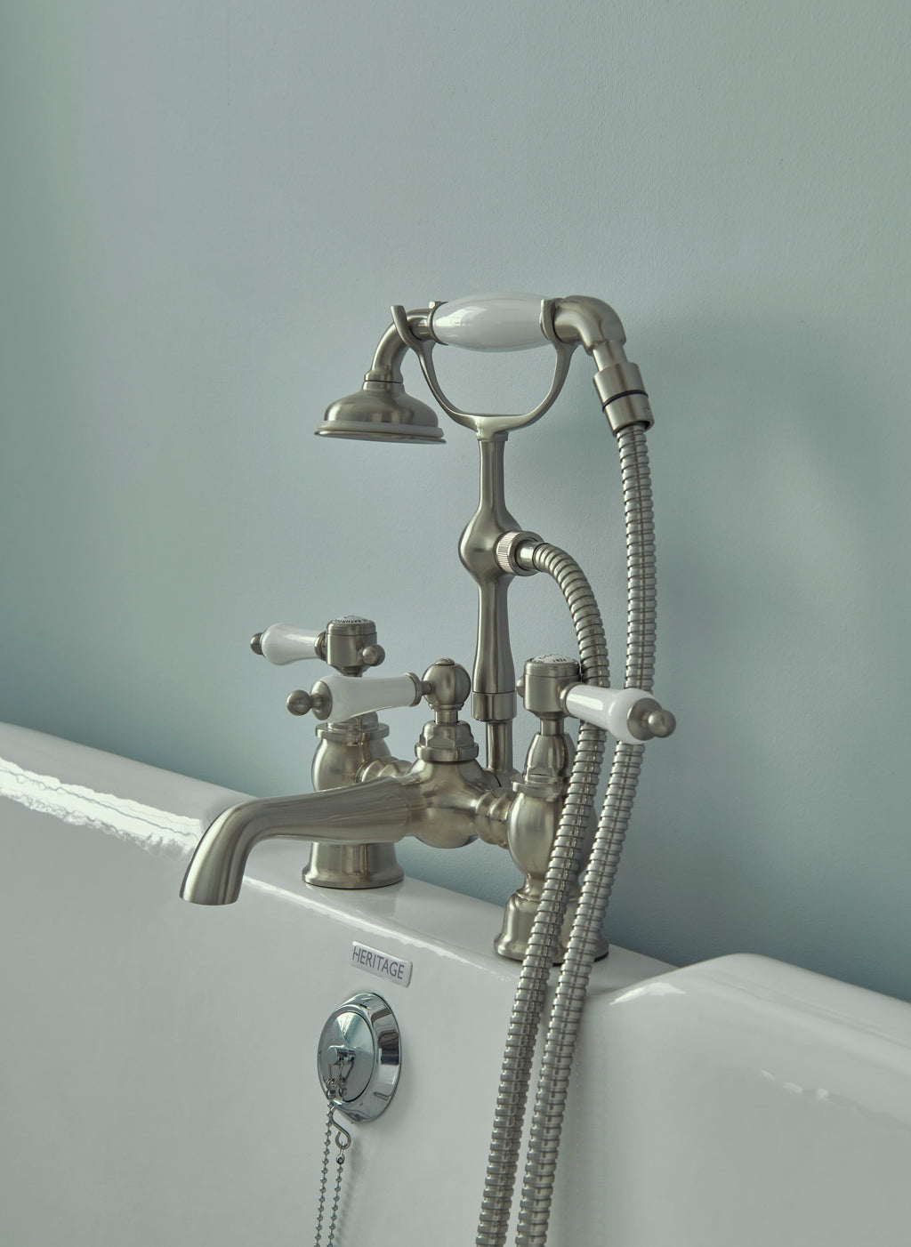 Heritage Glastonbury Deck Bath Shower Mixer Tap Chrome