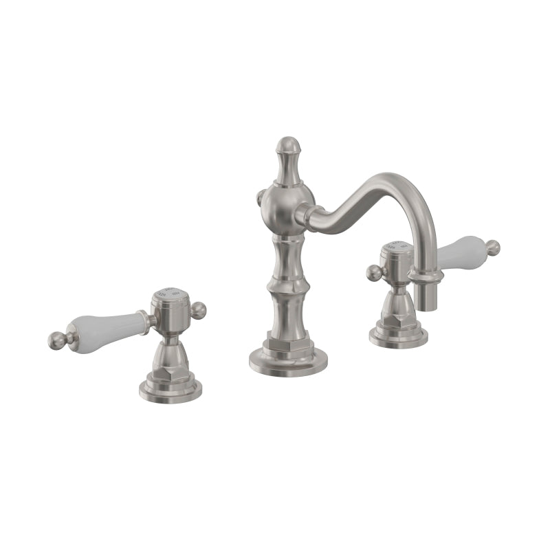 Heritage Glastonbury Deck Mounted Swivel 3 Tap Hole Basin Mixer Tap Brushed Nickel