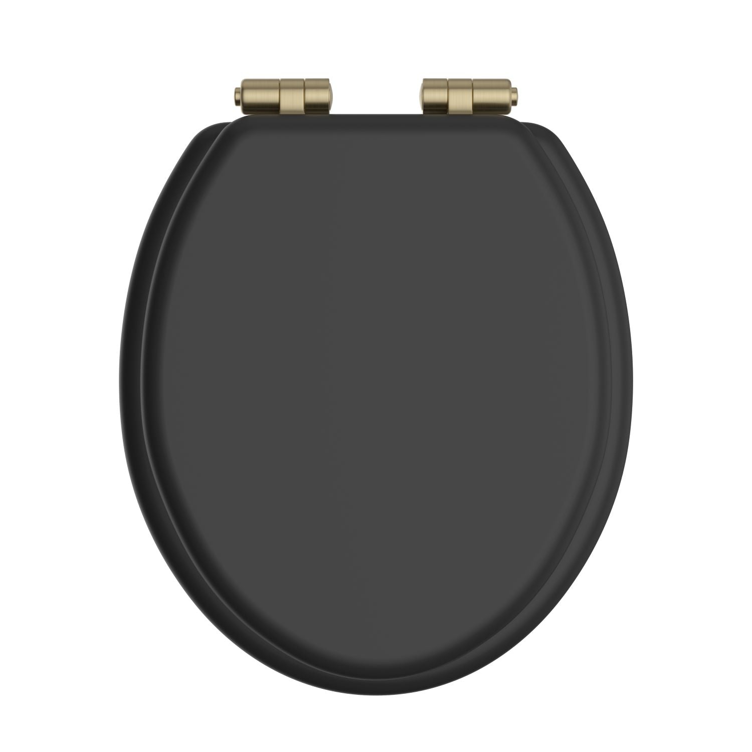 Heritage Toilet Seat Soft Close Brushed Brass Hinges - Black