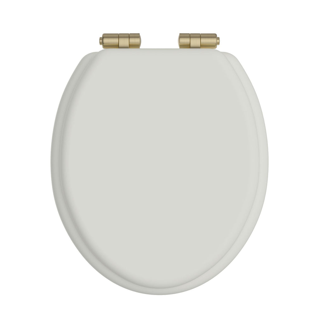 Heritage Toilet Seat Soft Close Brushed Brass Hinges - Chantilly