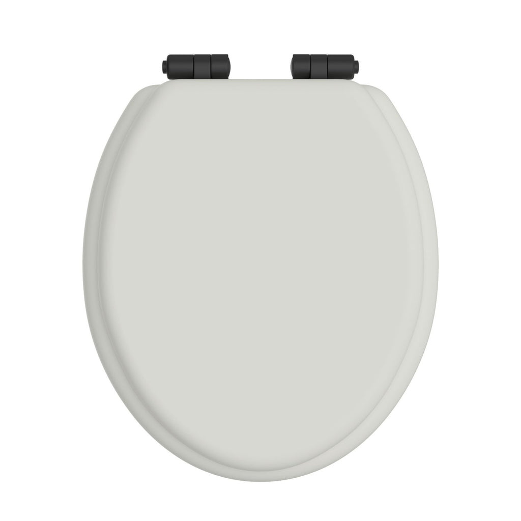 Heritage Toilet Seat Soft Close Matt Black Hinges - Chantilly