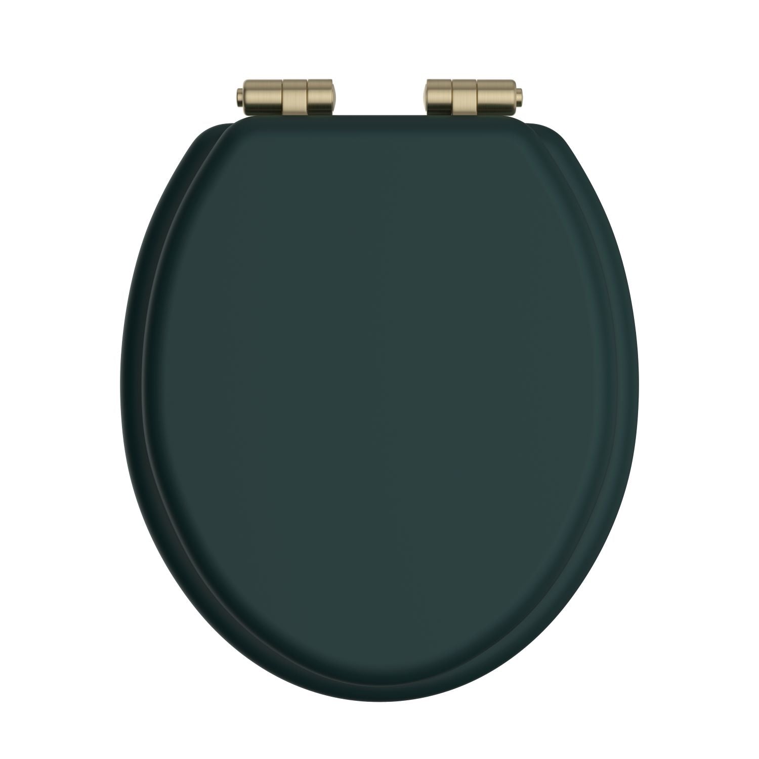 Heritage Toilet Seat Soft Close Brushed Brass Hinges - Classic Green