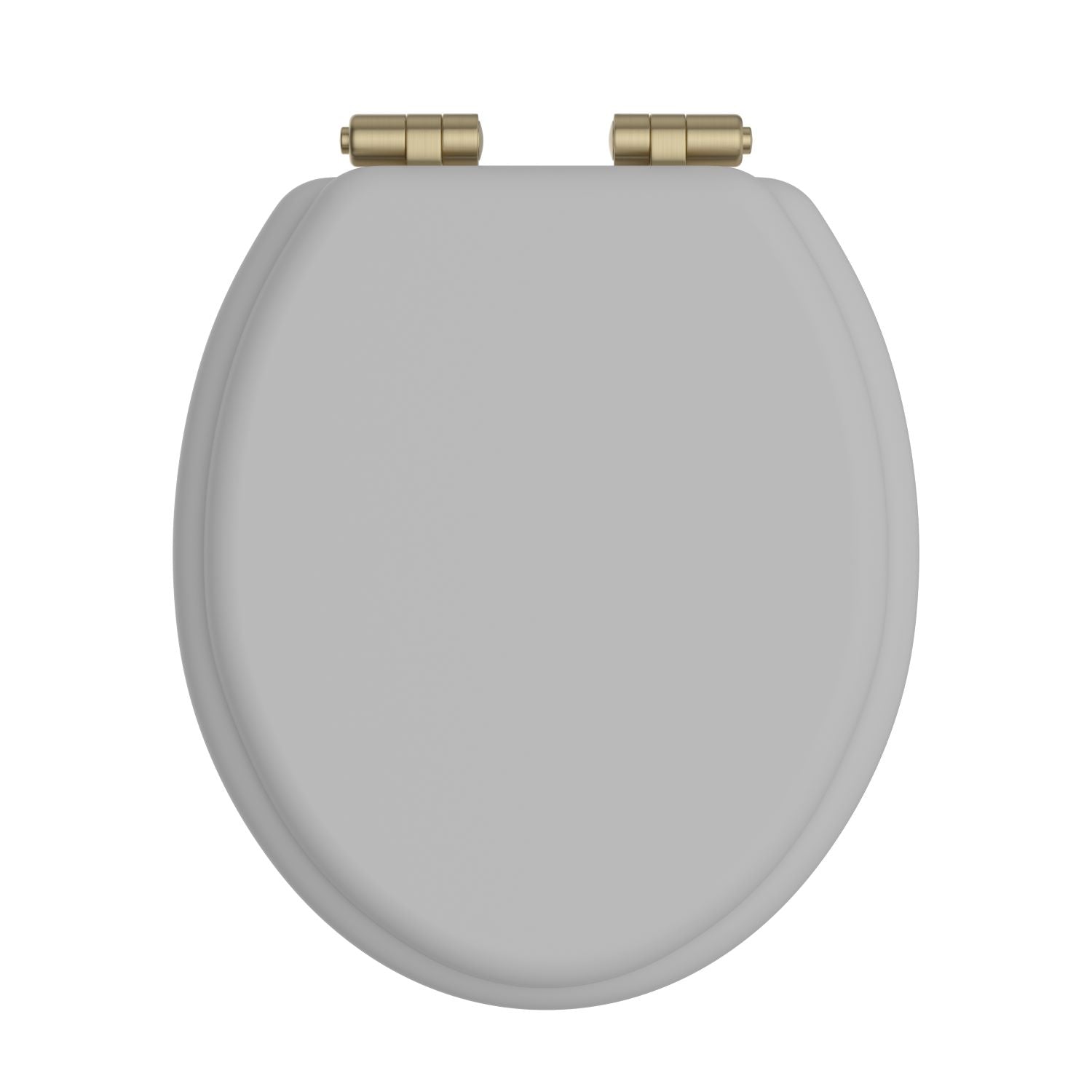 Heritage Toilet Seat Soft Close Brushed Brass Hinges - Dove Grey