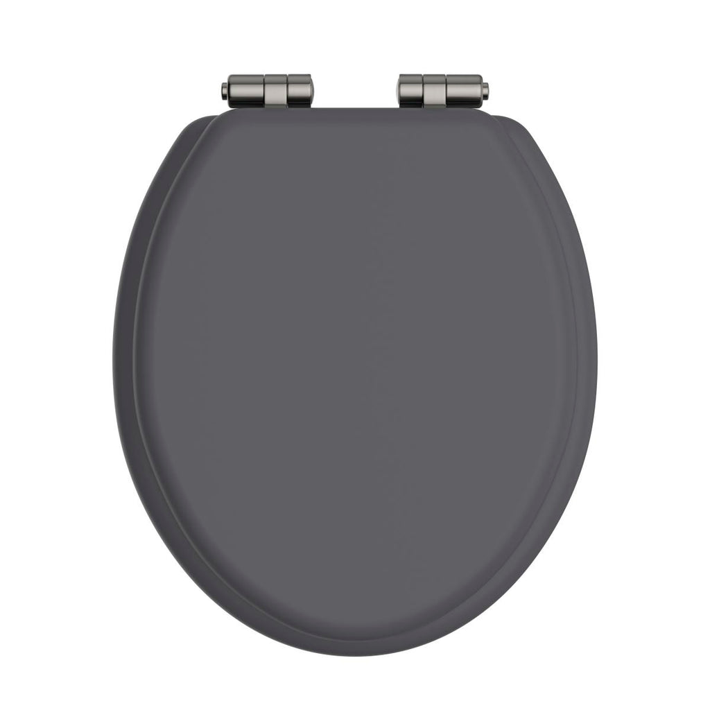 Heritage Toilet Seat Soft Close Brushed Nickel Hinges - Graphite