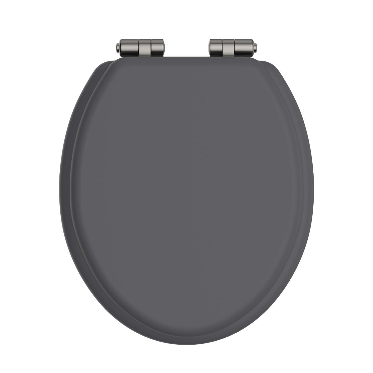 Heritage Toilet Seat Soft Close Brushed Nickel Hinges - Graphite