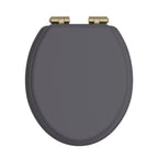 Heritage Toilet Seat Soft Close Brushed Brass Hinges - Graphite