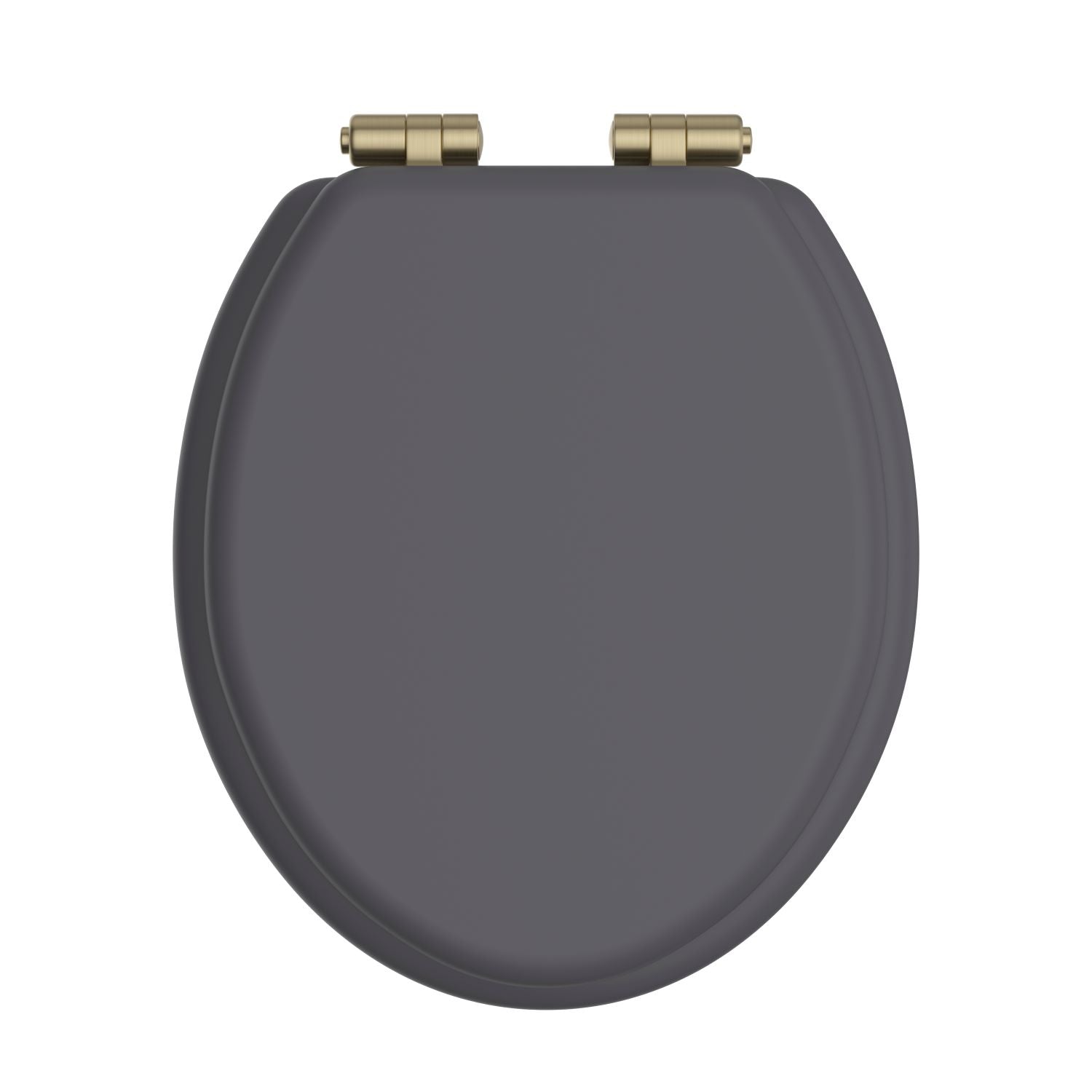 Heritage Toilet Seat Soft Close Brushed Brass Hinges - Graphite