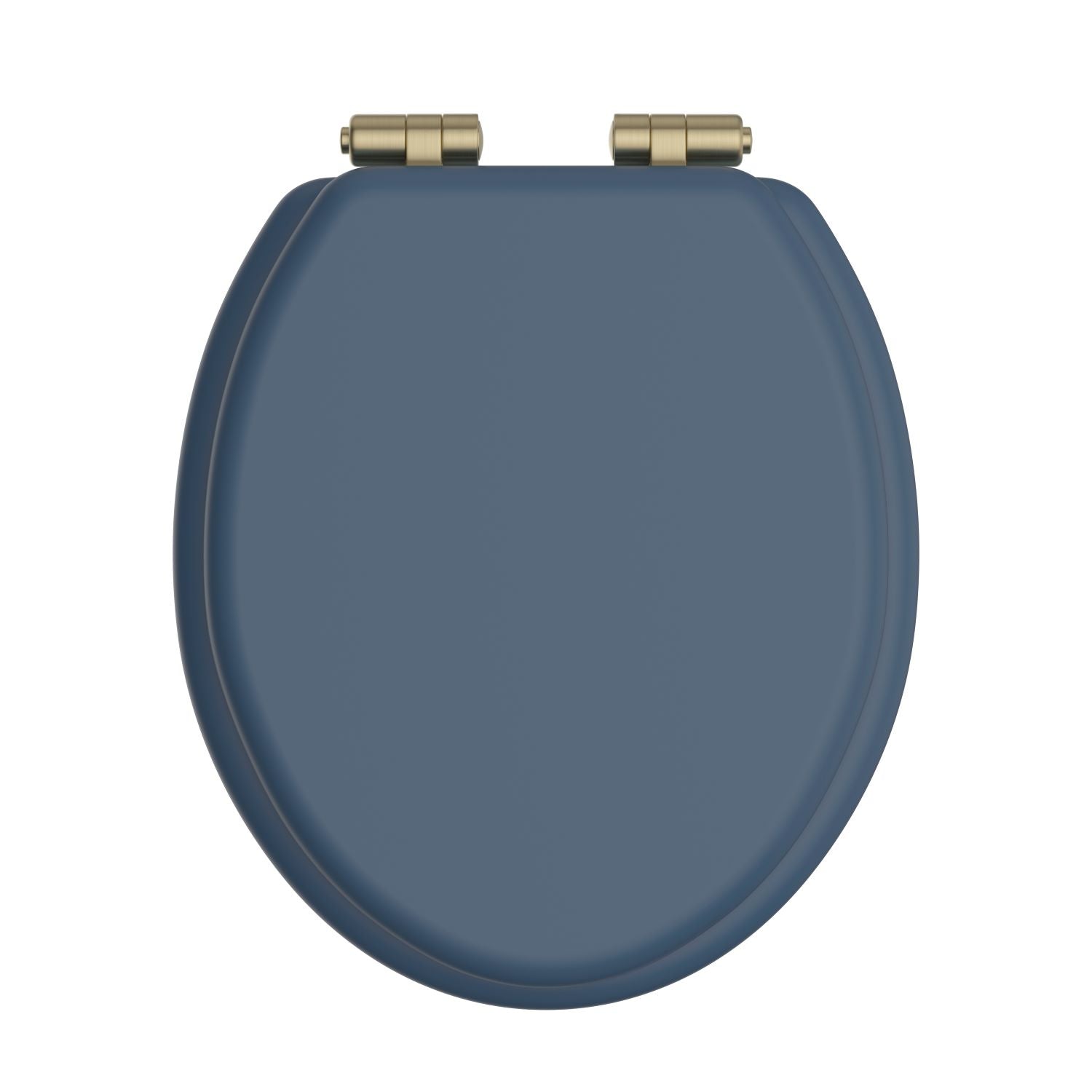 Heritage Toilet Seat Soft Close Brushed Brass Hinges - Maritime Blue