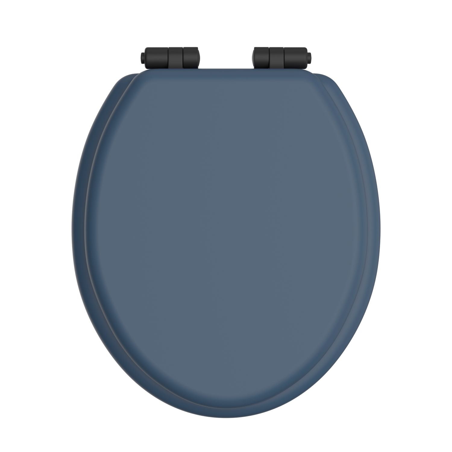 Heritage Toilet Seat Soft Close Matt Black Hinges - Maritime Blue