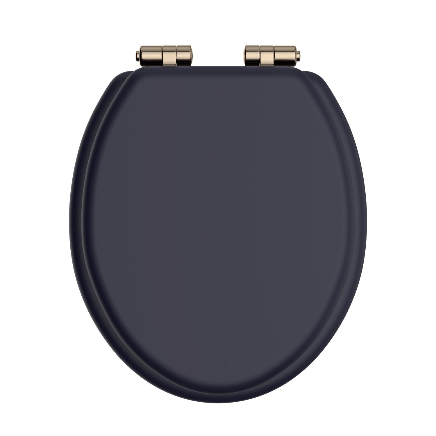Heritage Toilet Seat Soft Close Vintage Gold Hinges - Midnight Blue