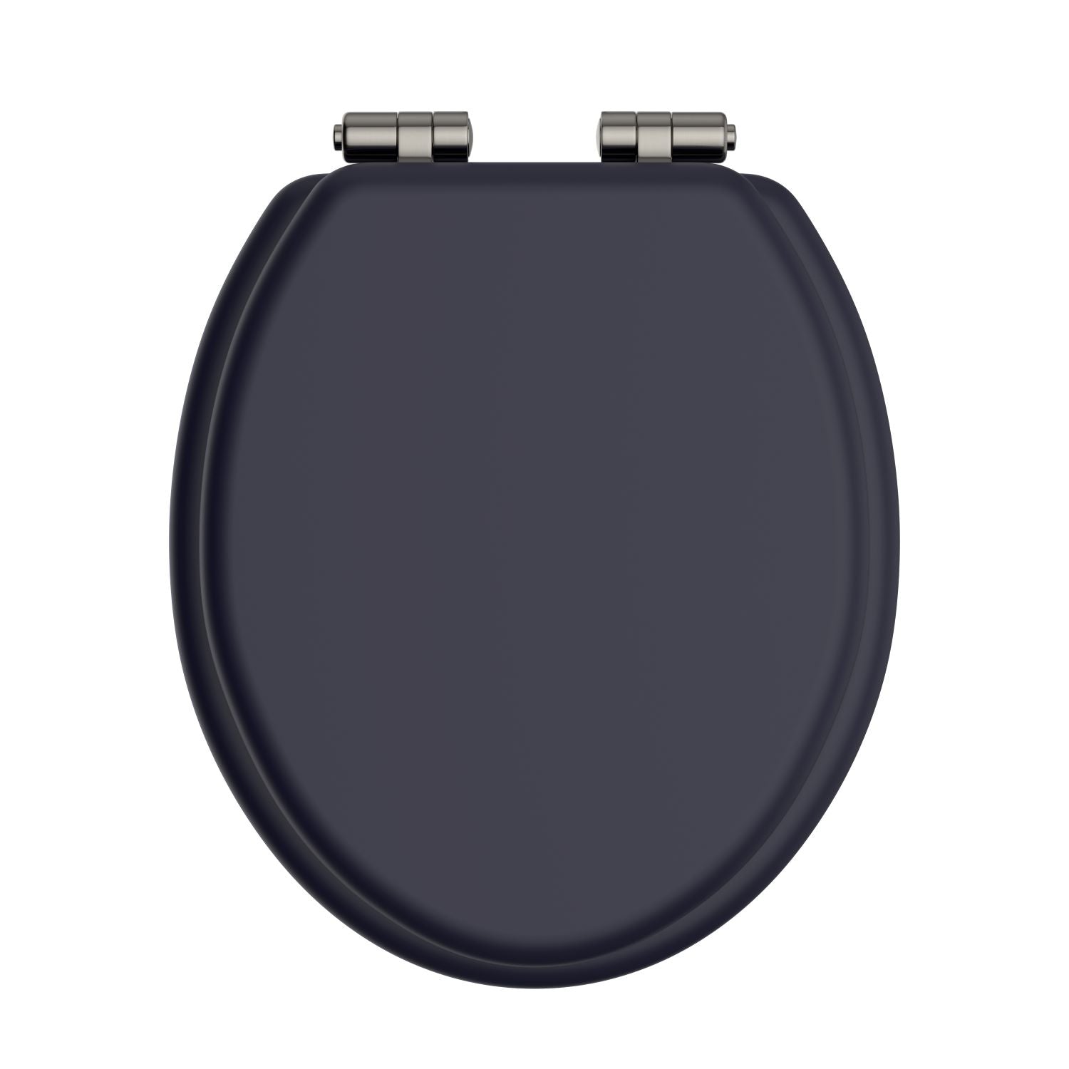 Heritage Toilet Seat Soft Close Brushed Nickel Hinges - Midnight Blue