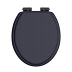 Heritage Toilet Seat Soft Close Matt Black Hinges - Midnight Blue