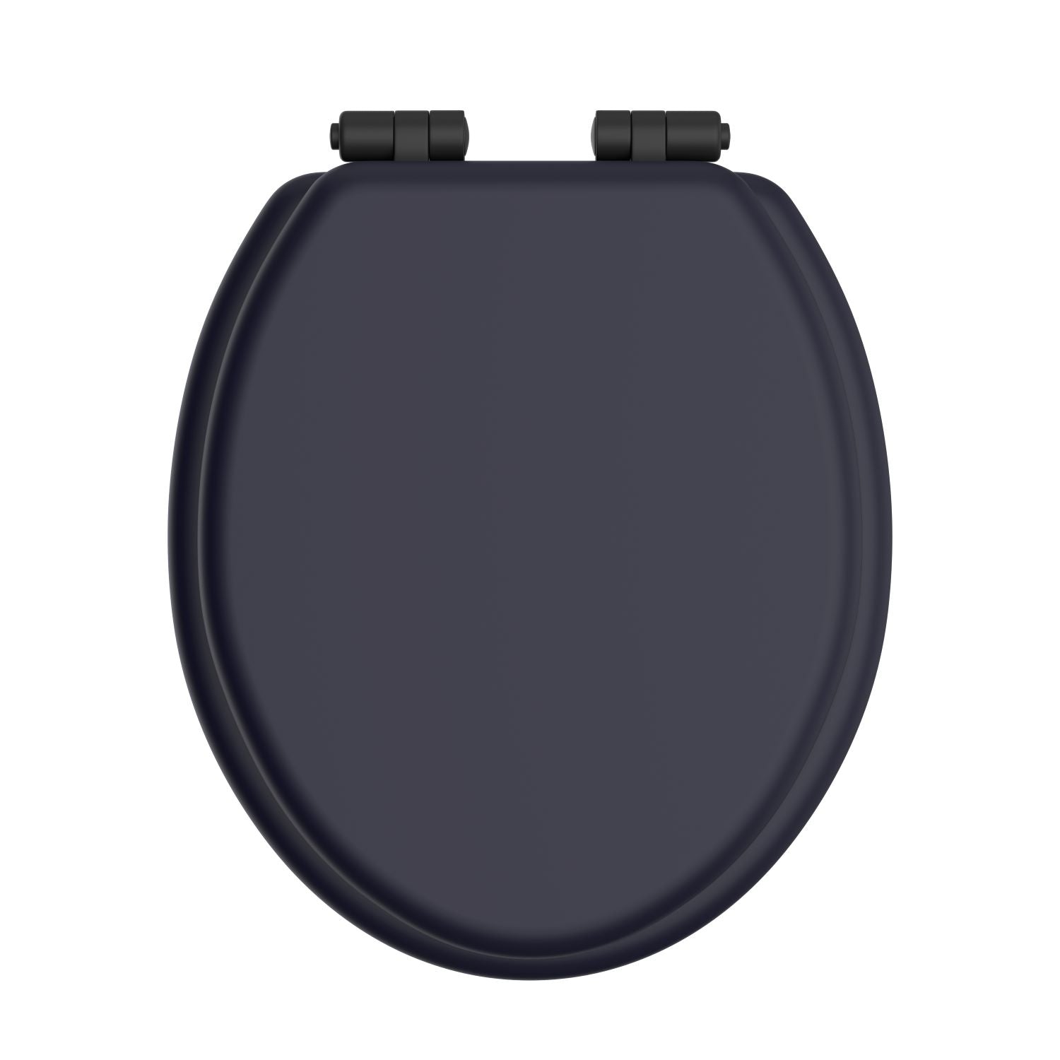 Heritage Toilet Seat Soft Close Matt Black Hinges - Midnight Blue