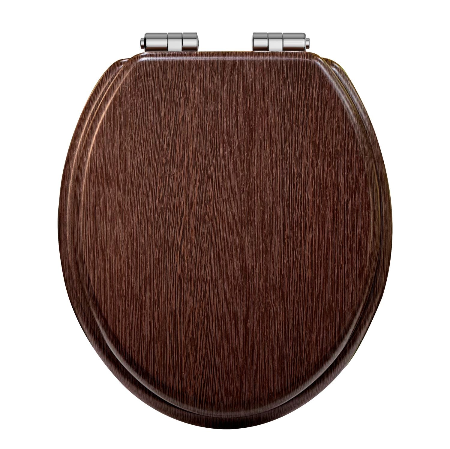 Heritage Toilet Seat Soft Close Chrome Hinges - Walnut
