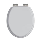 Heritage Toilet Seat Soft Close Brushed Nickel Hinges - White Gloss