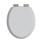 Heritage Toilet Seat Soft Close Brushed Nickel Hinges - White Gloss