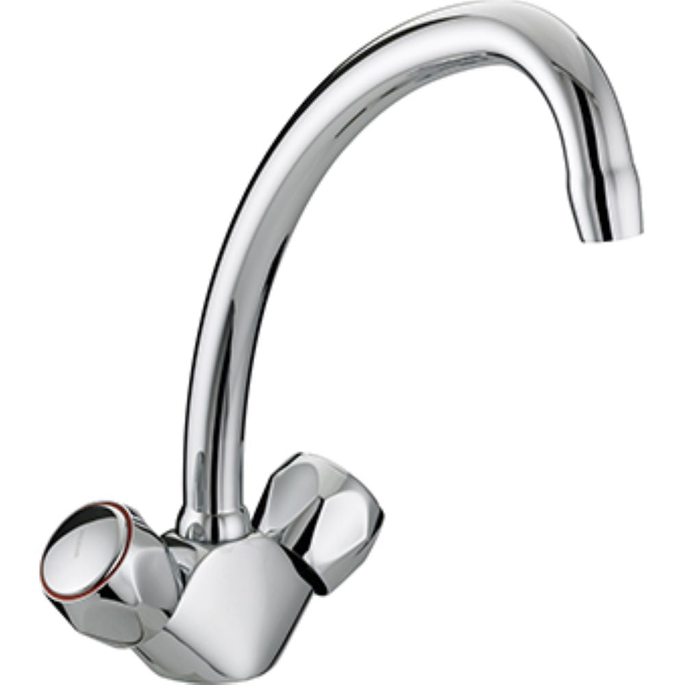Bristan Club Budget Monobloc Sink Mixer Tap With Metal Heads Chrome VAC BSNK C MT