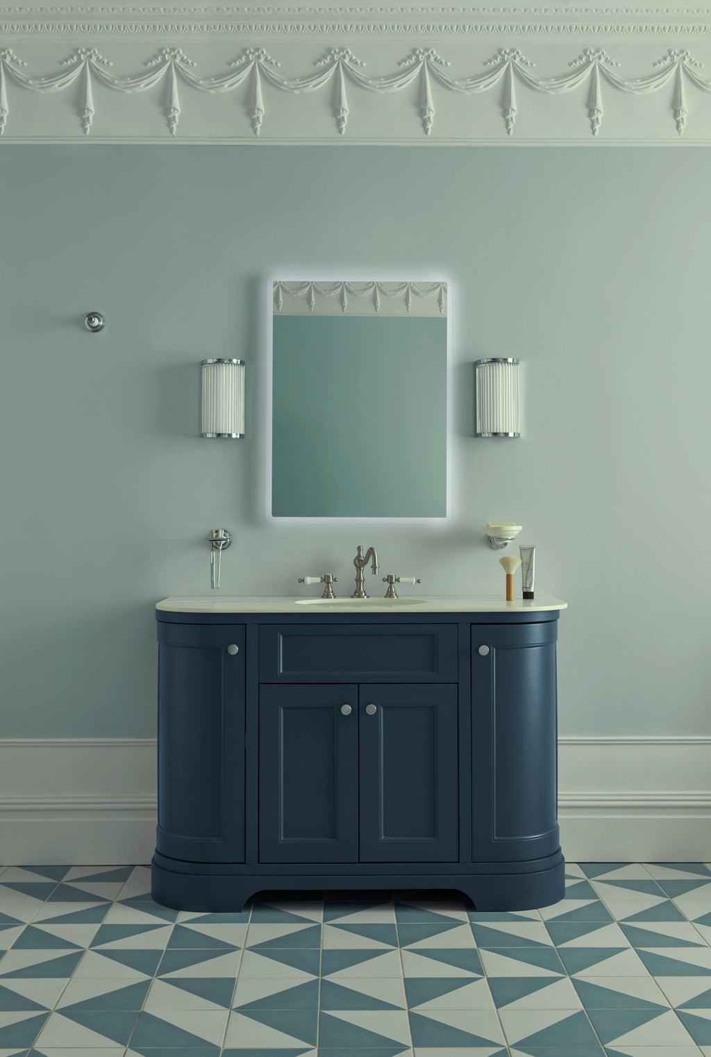 Heritage Wilton Vanity Unit 1200mm Curved Single - Maritime Blue