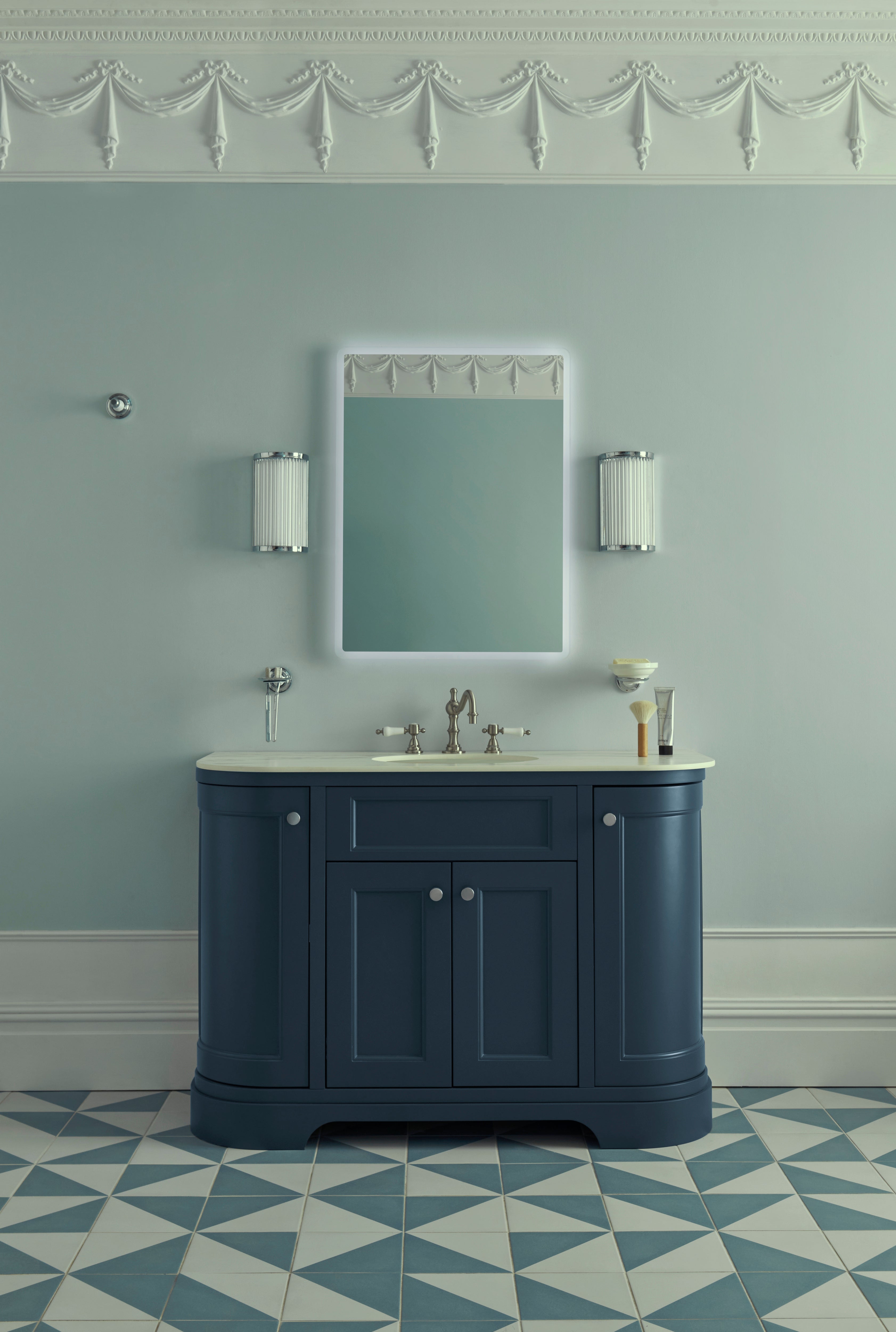 Heritage Wilton Vanity Unit 1200mm Curved Single - Maritime Blue