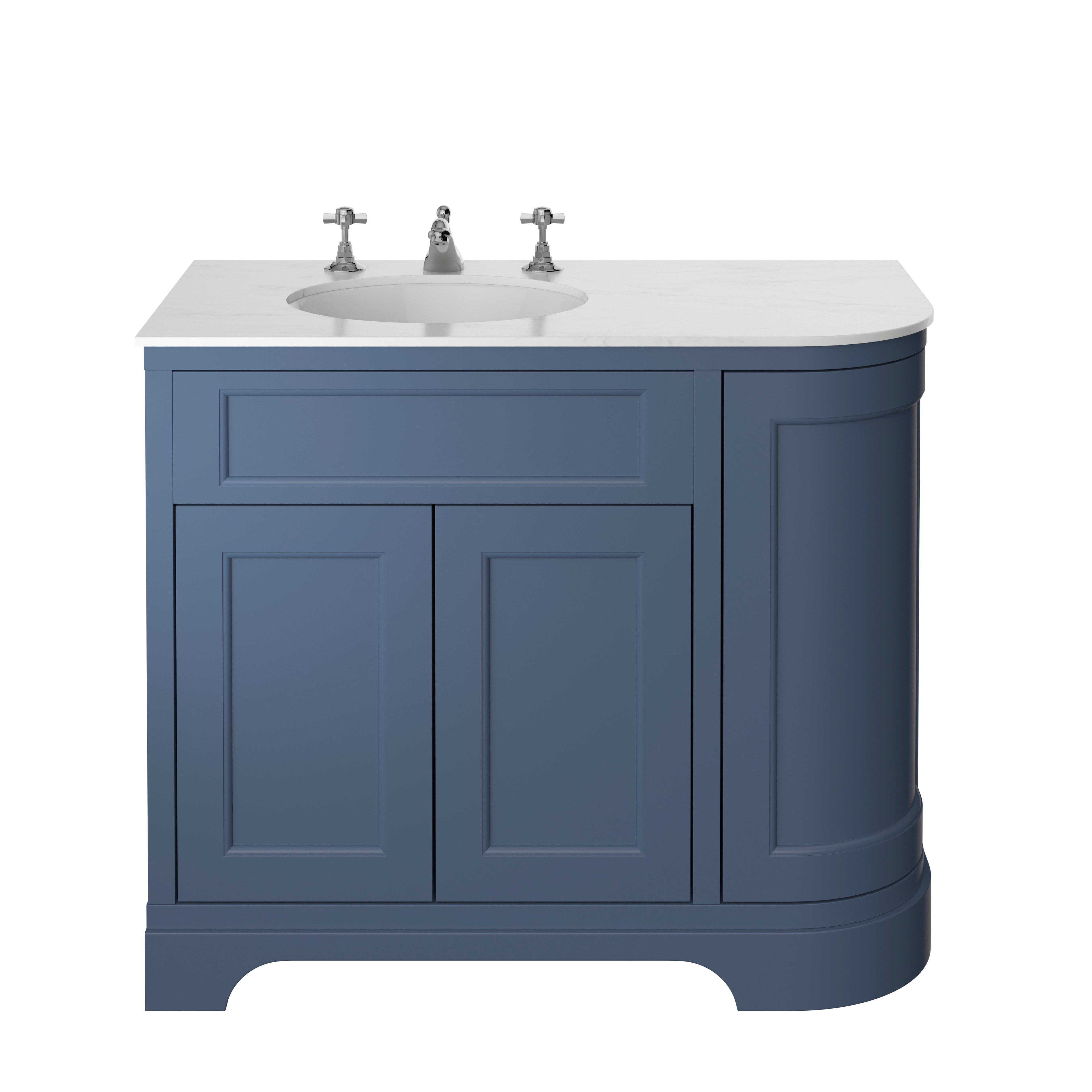 Heritage Wilton Vanity Unit 1000mm Corner LH - Maritime Blue