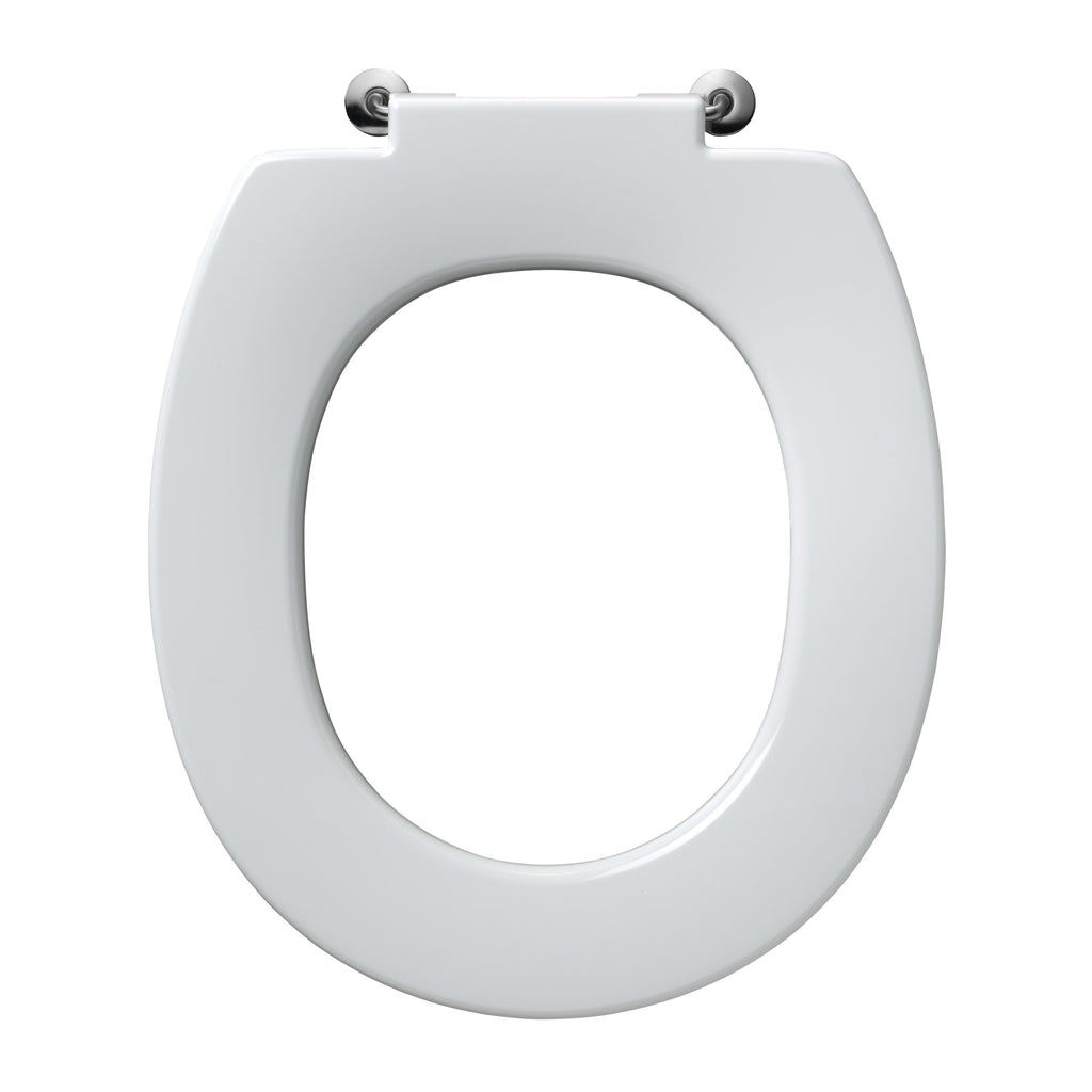 Armitage Shanks Contour 21 toilet seat only with bottom fix hinges for 355mm high toilet bowls, white.