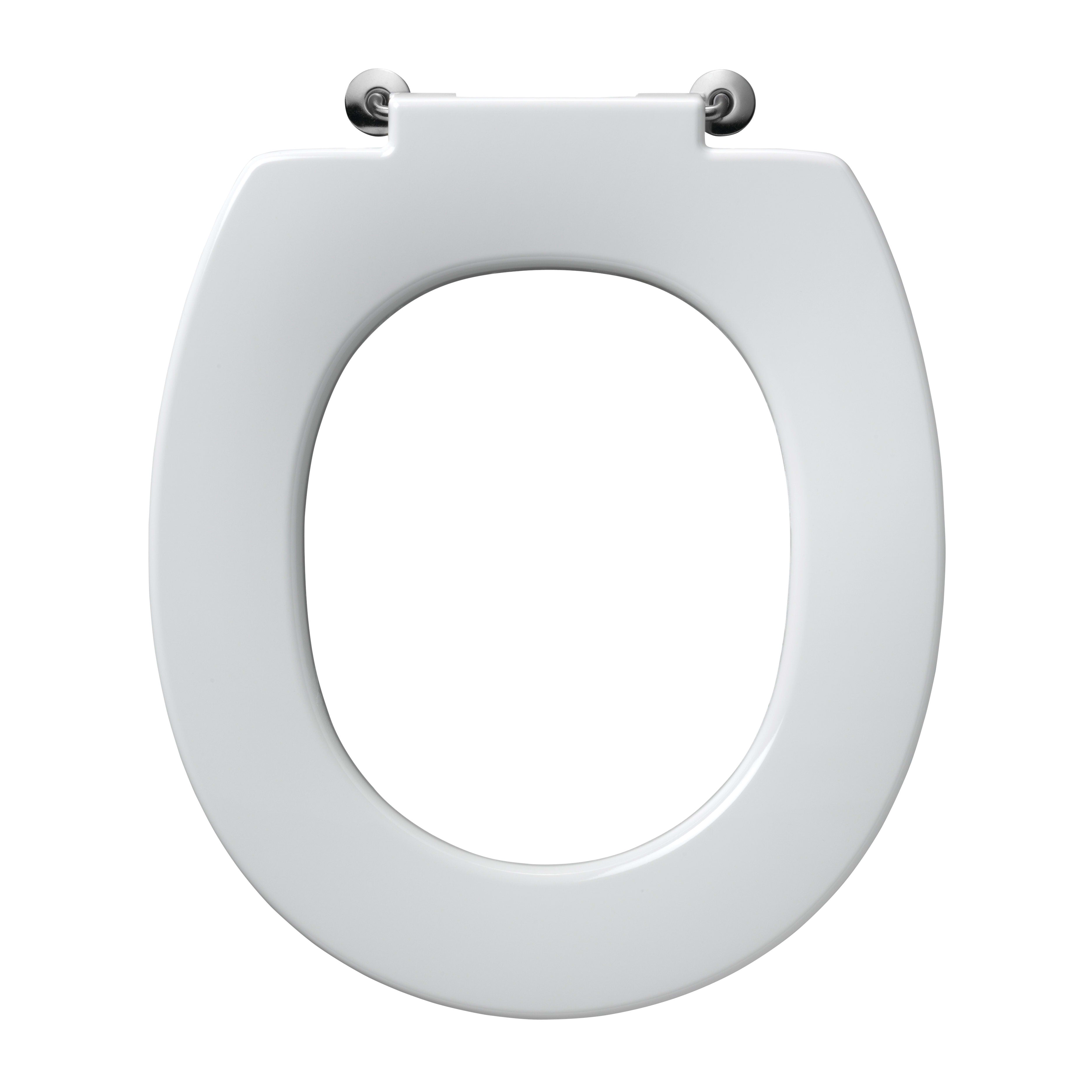 Armitage Shanks Contour 21 toilet seat only with bottom fix hinges for 355mm high toilet bowls, white.