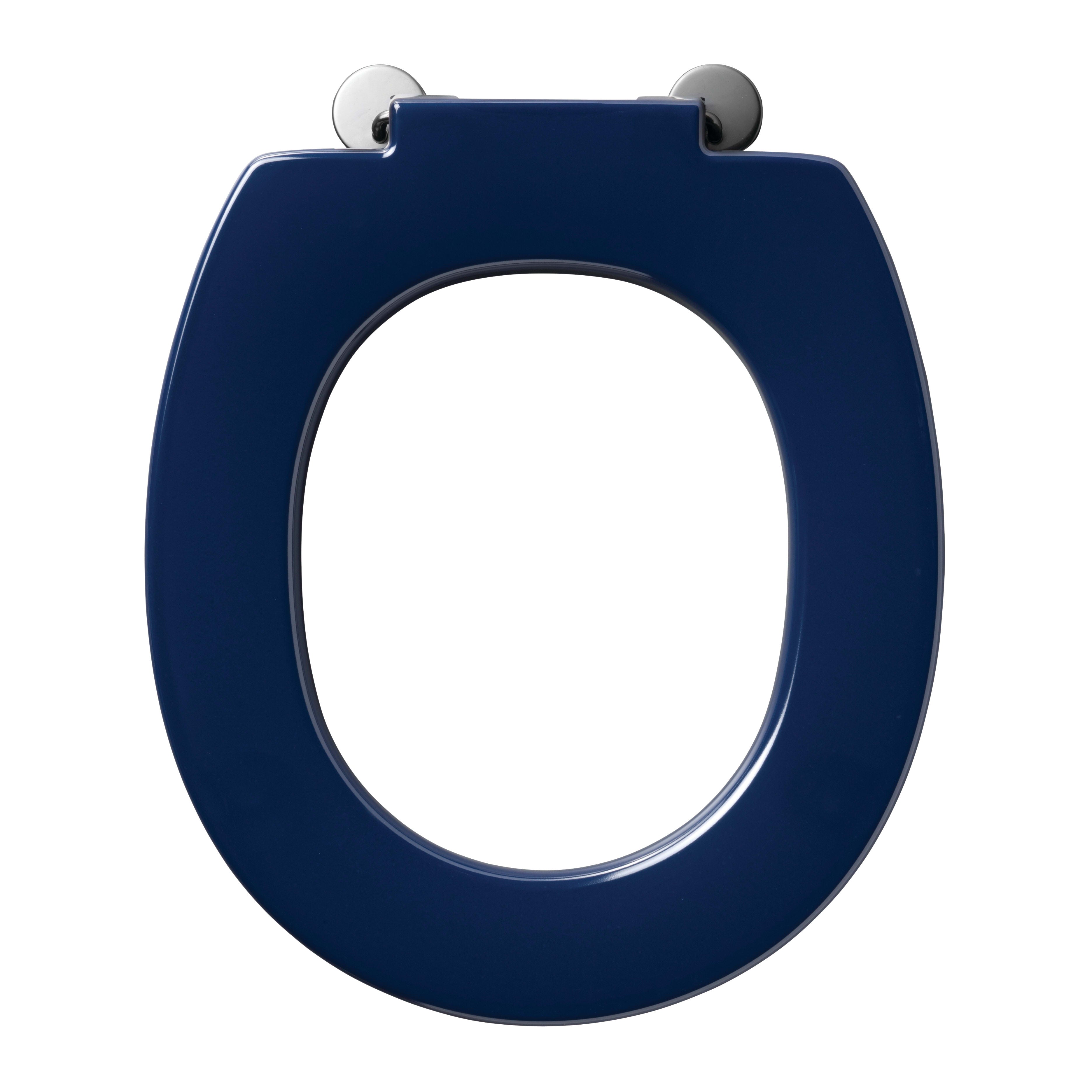 Armitage Shanks Contour 21 toilet seat only with top fixing hinges and retaining buffers, blue.