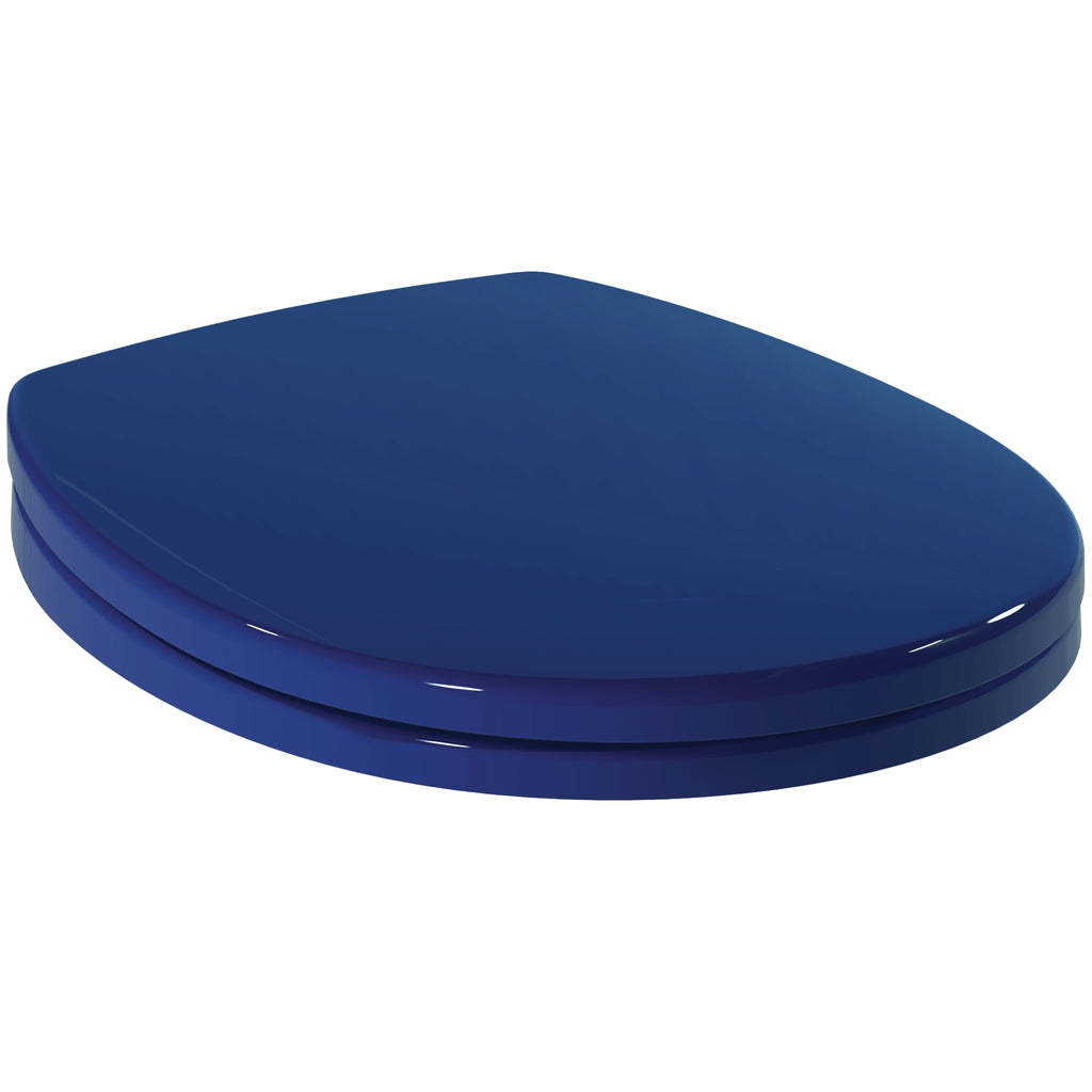 Armitage Shanks Contour 21 toilet seat and cover with top fixing hinges, blue.