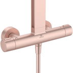 Ideal Standard Ceratherm ALU+ Shower System with exposed single lever shower mixer 260mm 2 function shower head 100mm 2 function handspray and 2 shelves Rose