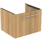 Ideal Standard i.Life B 600mm wall hung vanity unit with 1 drawer natural oak