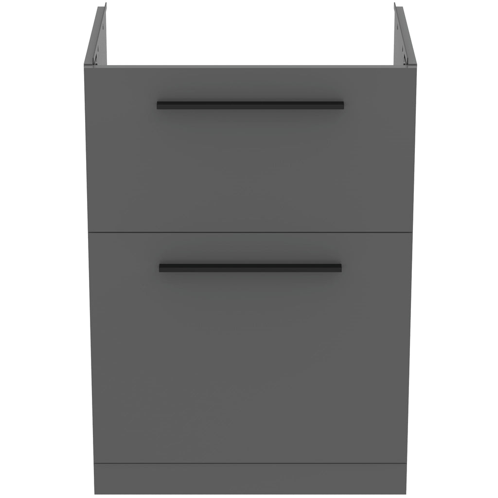 Ideal Standard i.Life A 60cm floor standing vanity unit with 2 drawers (separate handles required), quartz grey matt