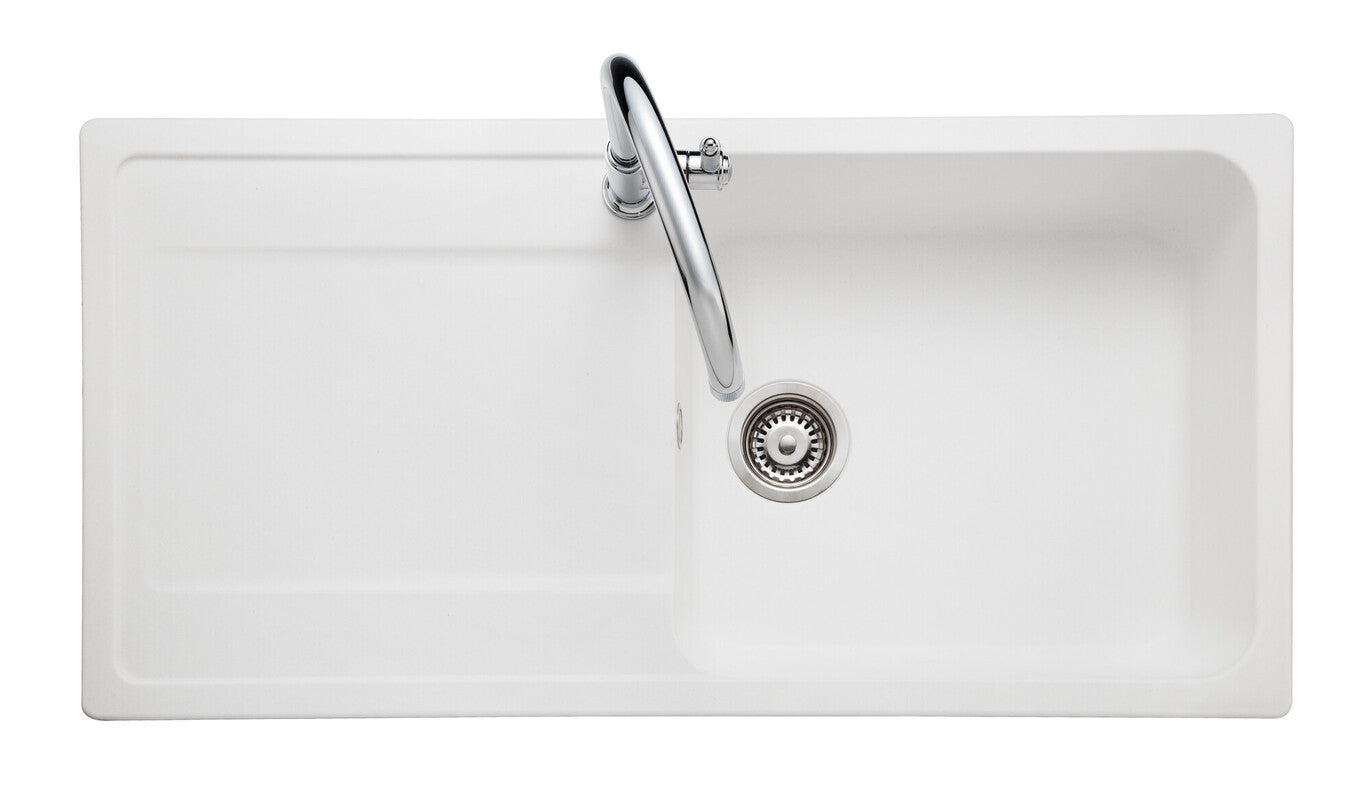 Rangemaster Loa Igneous Granite Kitchen Sink 860 x 500 mm 1 Bowl Arctic White