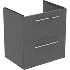 Ideal Standard i.Life A 600mm Wall Hung Vanity Unit With 2 Drawers (Separate Handles Required), Matt Quartz Grey