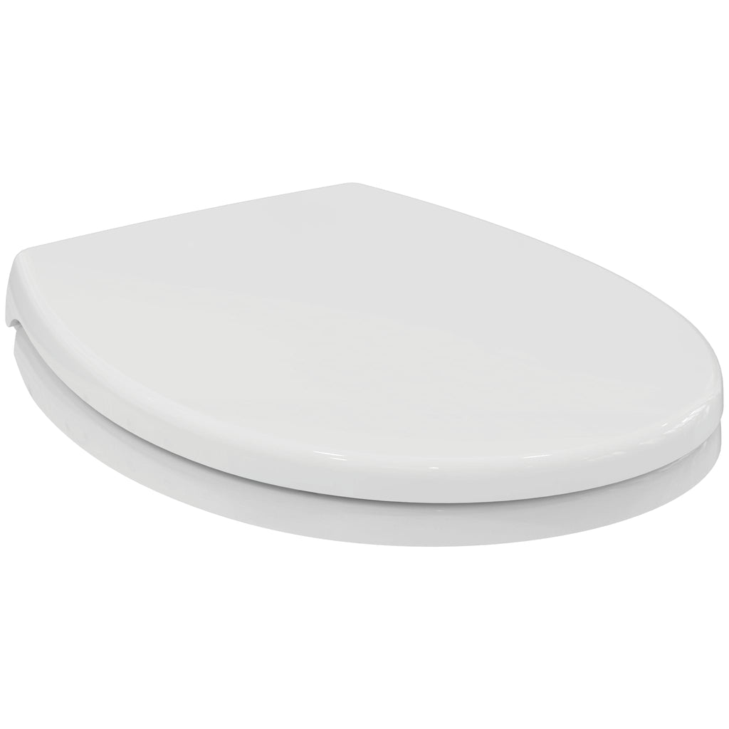 Armitage Shanks Contour 21 toilet seat and cover with bottom fixing hinges for 305mm toilet bowls, white.
