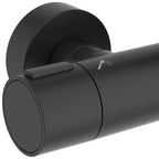 Ideal Standard Ceratherm ALU+ Shower System with exposed single lever shower mixer 260mm 2 function shower head 100mm 2 function handspray and 2 shelves silk black