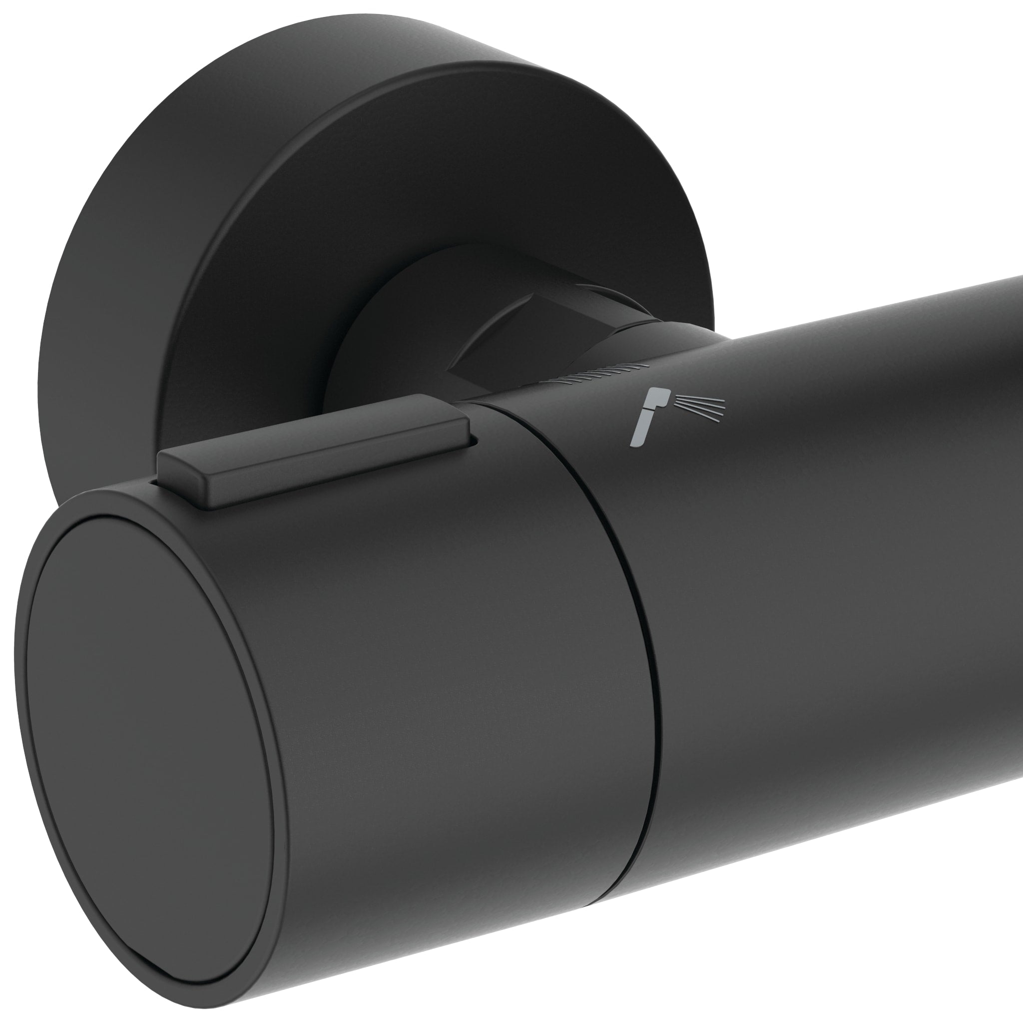 Ideal Standard Ceratherm ALU+ Shower System with exposed single lever shower mixer 260mm 2 function shower head 100mm 2 function handspray and 2 shelves silk black