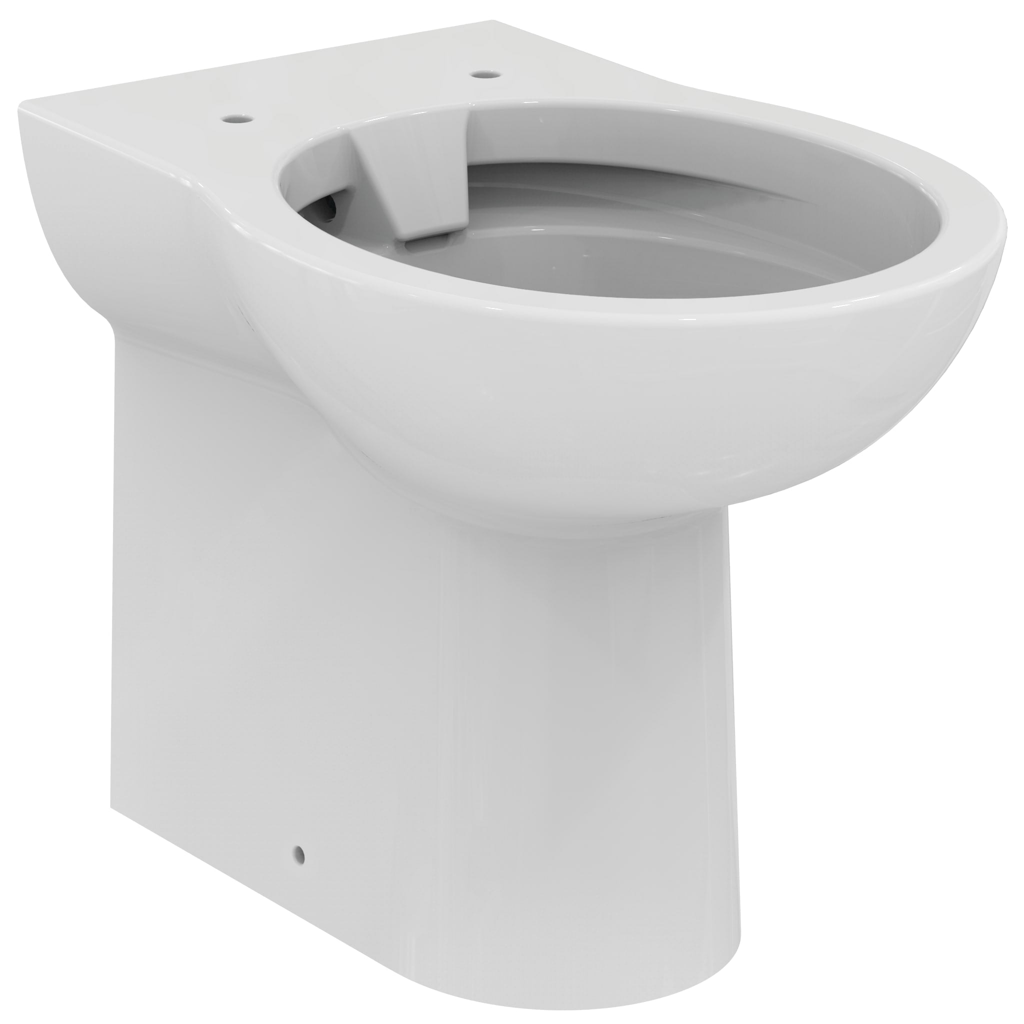Armitage Shanks Contour 21+ back-to-wall rimless toilet bowl with raised horizontal outlet and anti-microbial glaze.