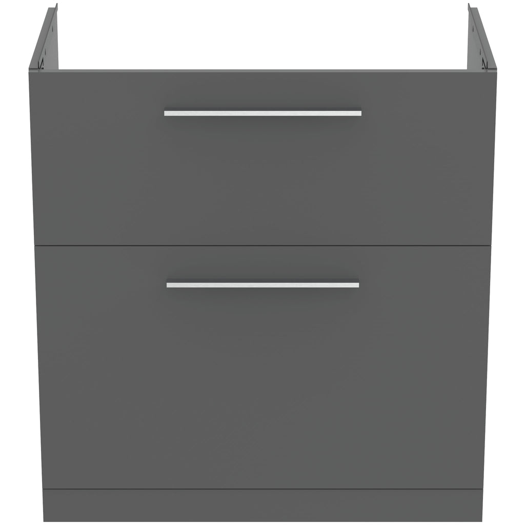 Ideal Standard i.Life A Floor Standing Vanity Unit 800W x 440mmD 2 Drawers Quartz Grey Matt