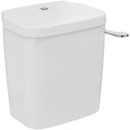 Armitage Shanks Contour 21 close coupled 4.5 litre delay fill single flush syphon cistern for 75cm projection bowl, bottom supply, interl overflow with spatula lever (reversible) and secure cover fastener.