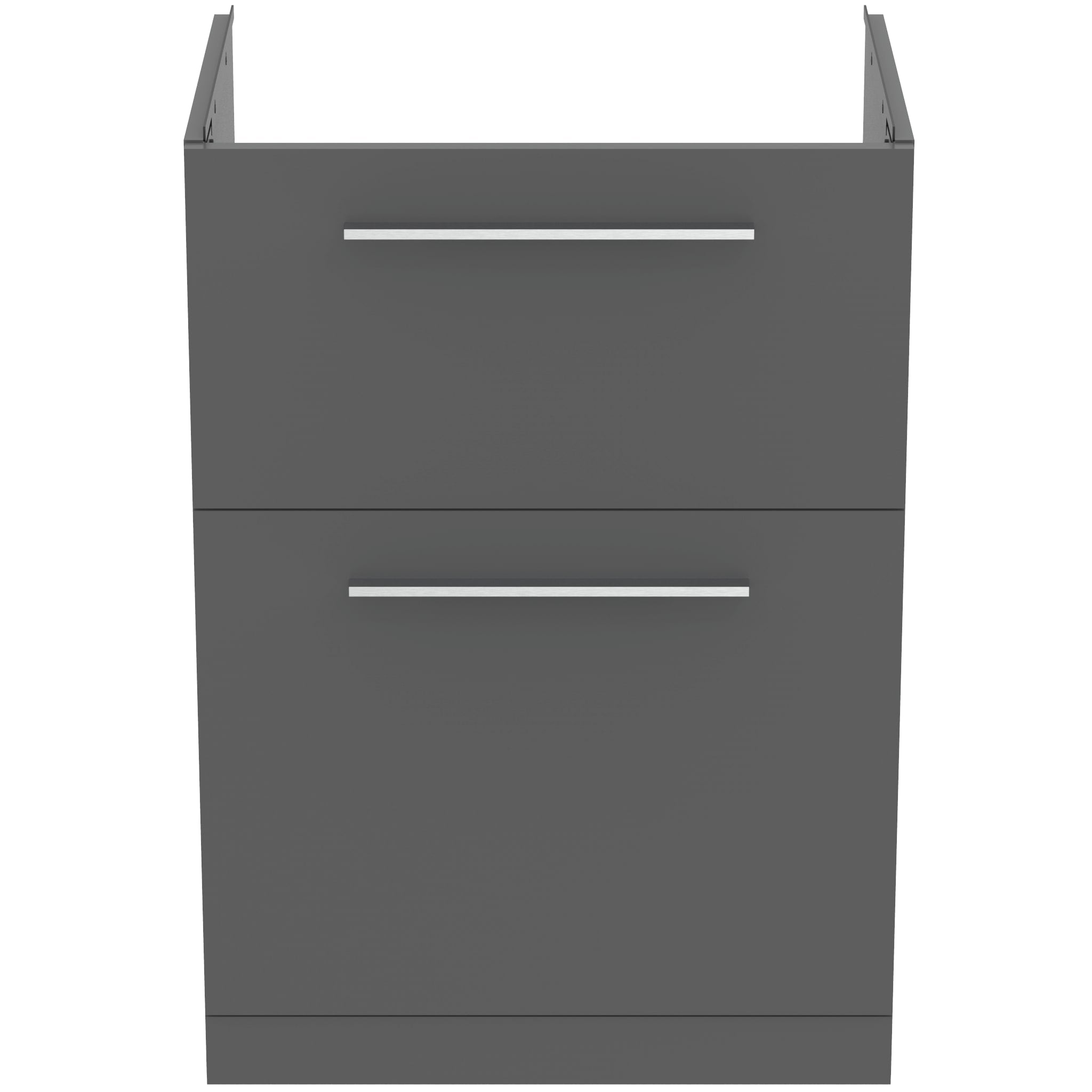 Ideal Standard i.Life A 60cm floor standing vanity unit with 2 drawers (separate handles required), quartz grey matt